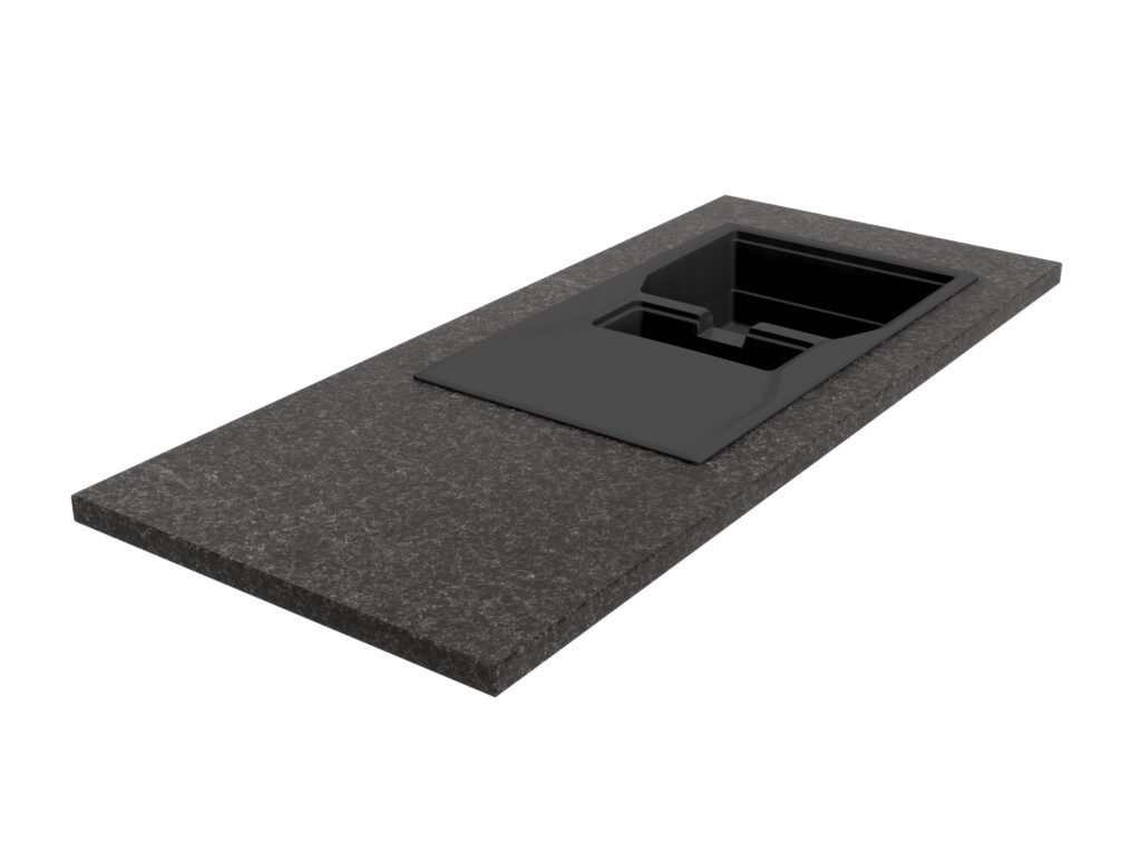 Küchenarbeitsplatte aus Granit Black Antracite Satin 2cm