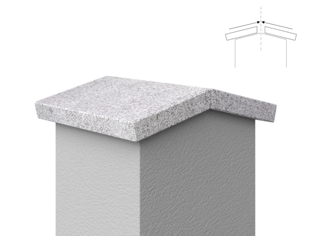 Granit Giebel Abdeckung Geklebt Bianco Crystal Geflammt 2cm