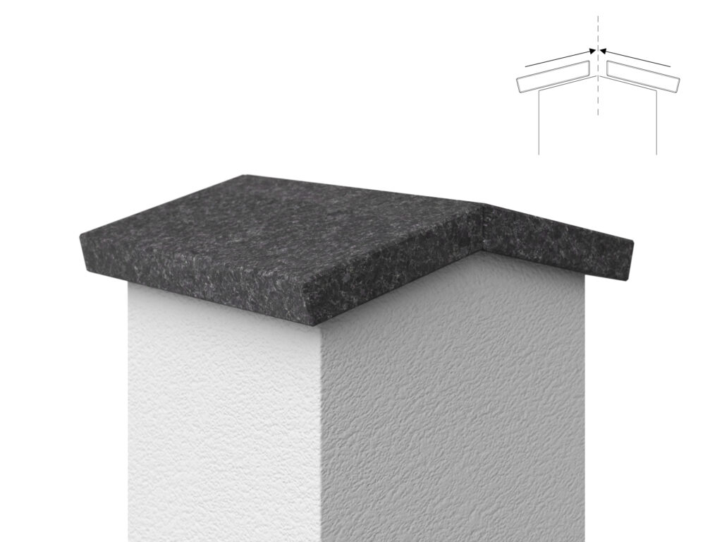 Granit Giebel Abdeckung Geklebt Black Antracite Satin 2cm