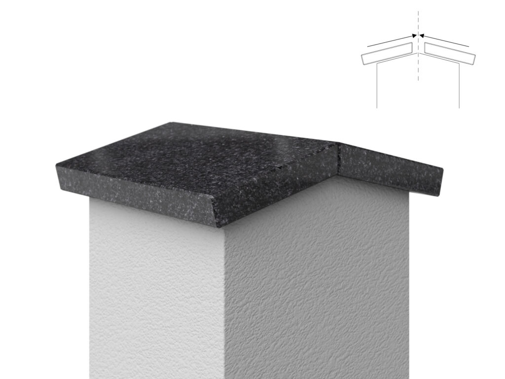 Granit Giebel Abdeckung Geklebt Black Antracite 3cm