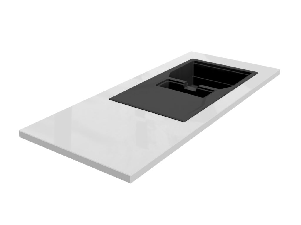 Küchenarbeitsplatte aus Quarzkomposit Crystal White 2cm